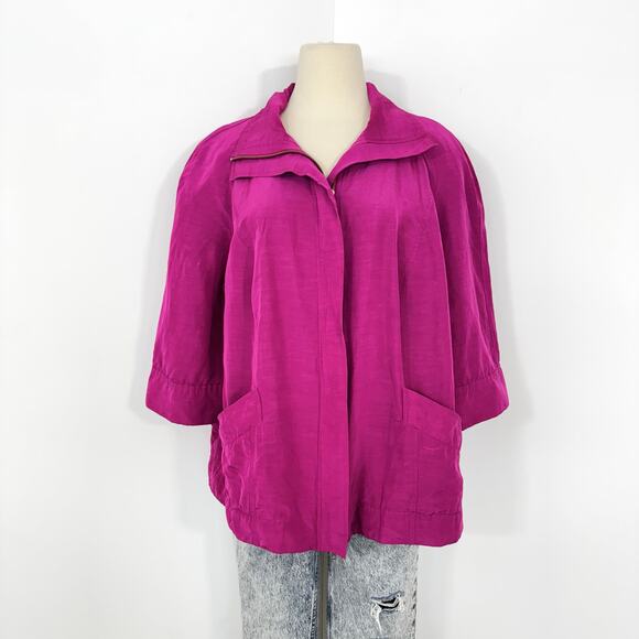 Lafayette 148 Linen Blend Full Zip Performance Blazer Jacket Hot Pink Size 18 - Picture 3 of 14